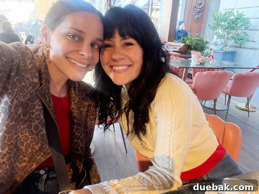 Sherry Selfie With Elsie A Beautiful Mess In Florence Italy With Leopard Coat