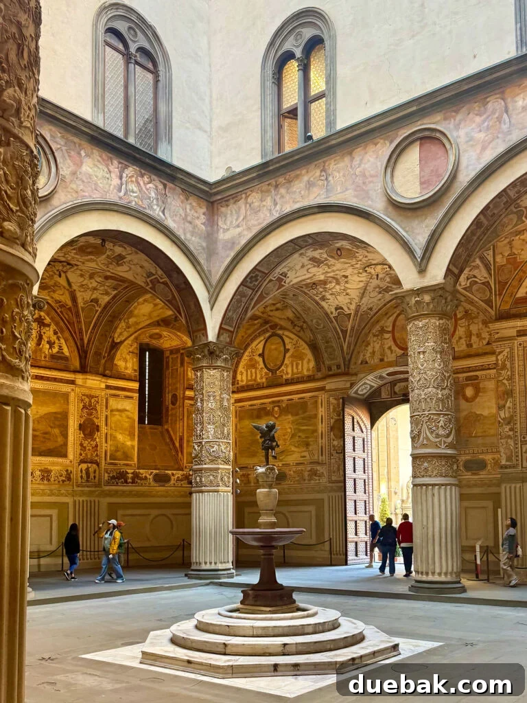 Fountain Inside Near The Cathedral In Florence Italy