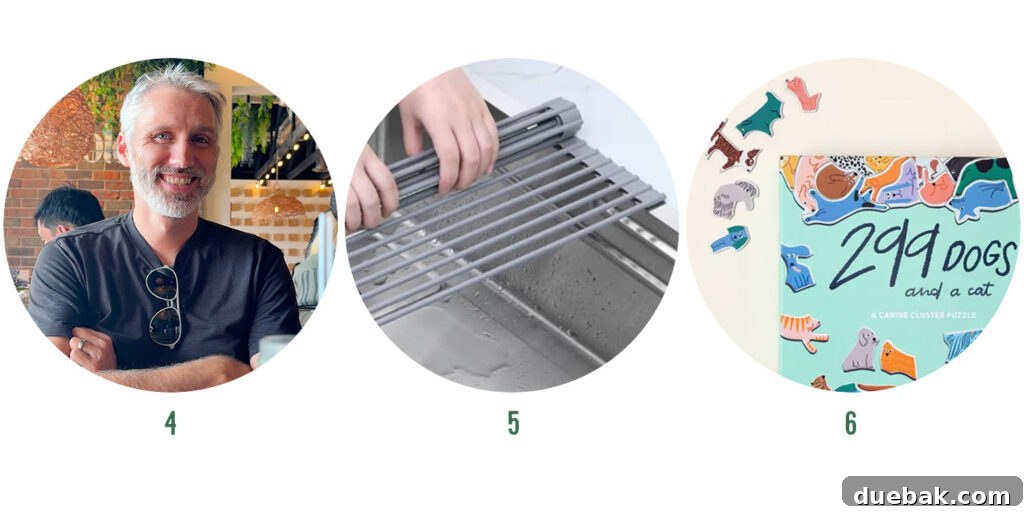 Johns Favorite Things of 2025 Items 4 5 6 - Goodr Sunglasses, Roll-Up Drying Rack, 299 Dogs & A Cat Puzzle.