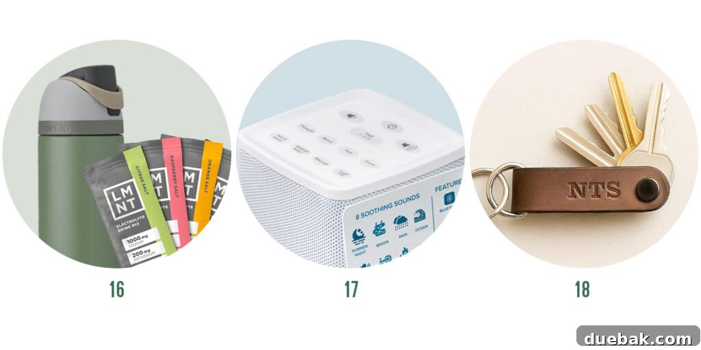 Johns Favorite Things of 2025 Items 16 17 18 - LMNT Electrolyte Packets, Compact Sound Machine, Leather Key Ring.