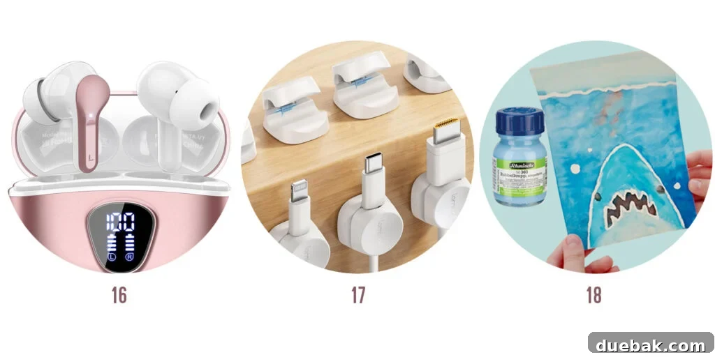 Sherrys Favorite Things of 2025 Items 16 17 18 - Affordable Headphones, Cord Clips, Frisket Masking Liquid.
