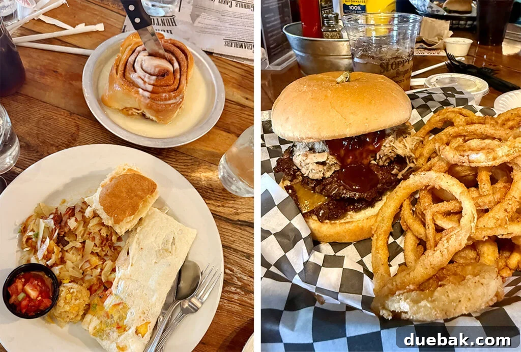 Greasy Food In Pigeon Forge Gatlinburg TN Crocketts Breakfast and Sloppy Hog Burger