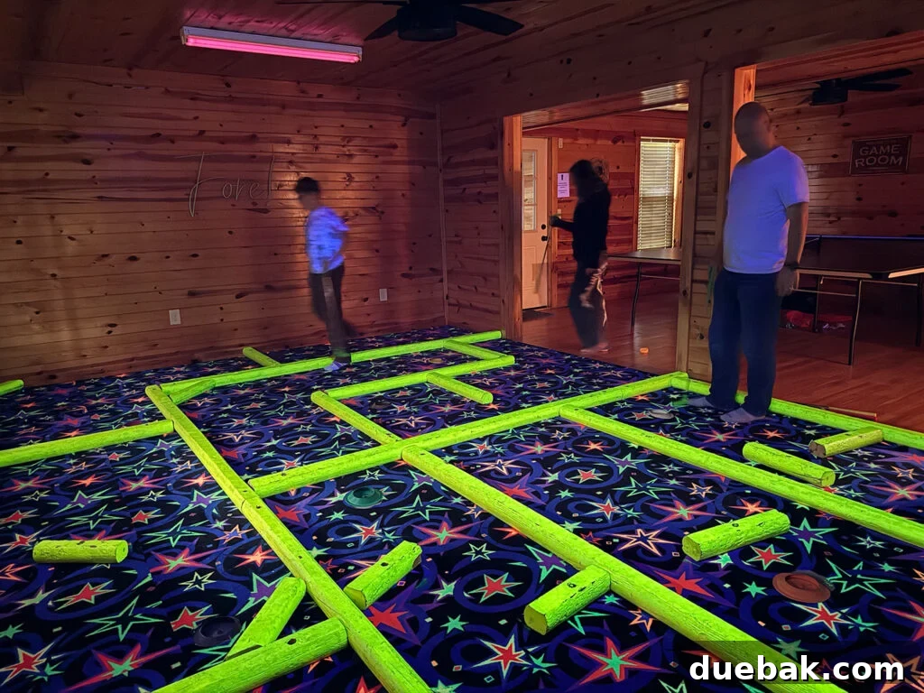 Indoor Blacklight Mini Golf at Airbnb Cabin in Pigeon Forge TN