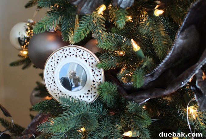 Wedding picture frame Ornament on a Christmas tree