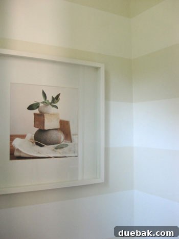 How to paint horizontal cream on cream stripes tutorial with finished art display