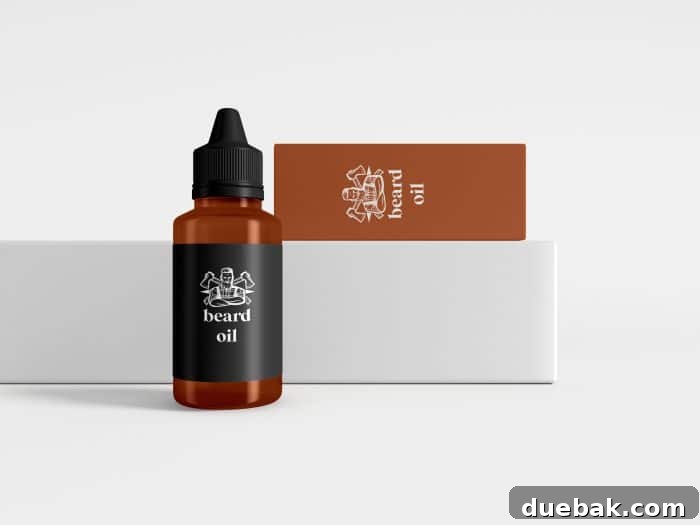 beard oil in amber glass bottle
