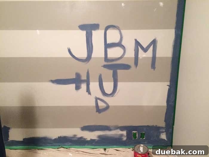 Painting progress in a boy's bedroom