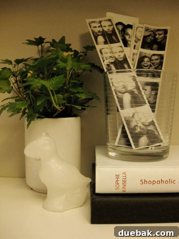 A collection of photostrips, including one from a first anniversary celebration, showcasing a couple's playful tradition of capturing memories in a diner photobooth.