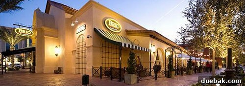 Exterior view of Brio Italian Grille, the elegant restaurant chosen for a second anniversary dinner, recalling cherished rehearsal dinner memories.