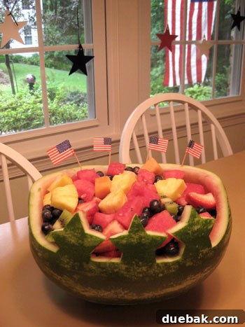 Patriotic Watermelon Fruit Centerpiece for 4th of July