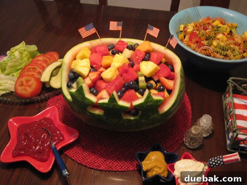 Patriotic 4th of July fruit decor centerpiece