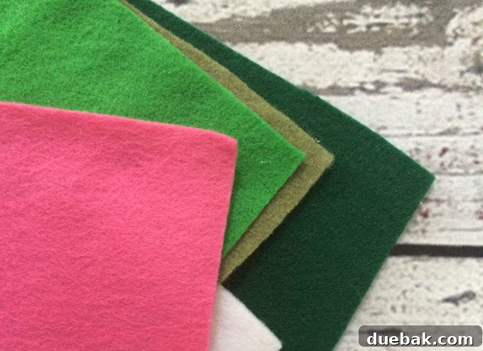 Finished die-cut felt pieces ready for assembly