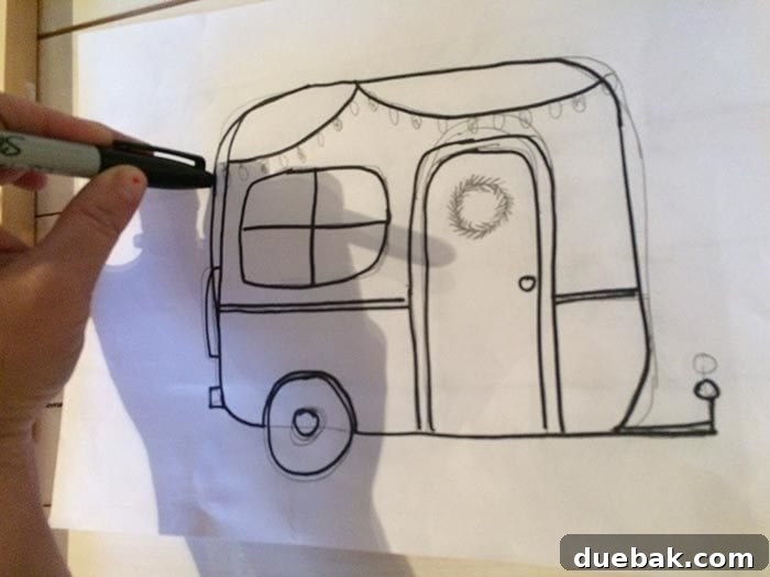 Freehand lettering guidelines for a large Christmas sign