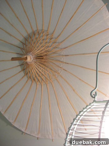Parasol hanging art, showcasing unique wall decor