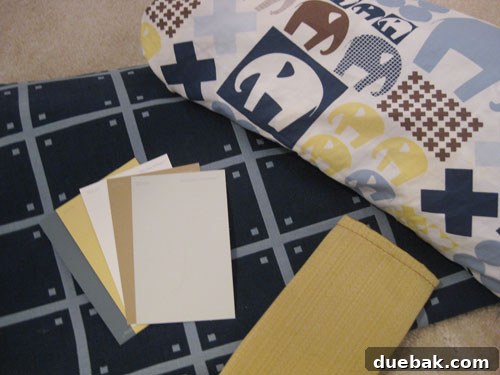 Crafting Your Perfect Nursery 7 Nursery decor inspiration, showing bedding, fabric swatches, and paint chips