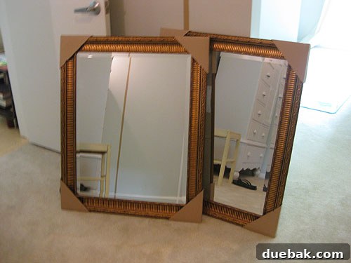 Transforming Walls: Painting and Hanging Mirror Windows 4 Bronze-framed mirror before painting