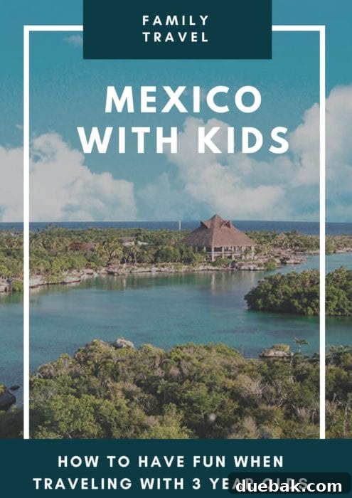 A family enjoying a tropical vacation, with parents and children playing on the beach, illustrating how to have fun while traveling with small kids in Riviera Maya.