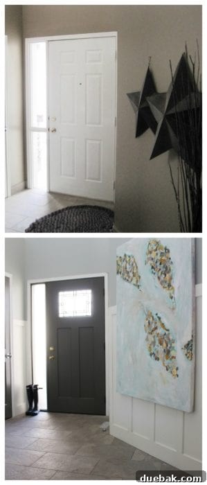 Elevate Your Entryway: Mastering Front Door Installation 15 Before and after replacing a front door, highlighting enhanced curb appeal.