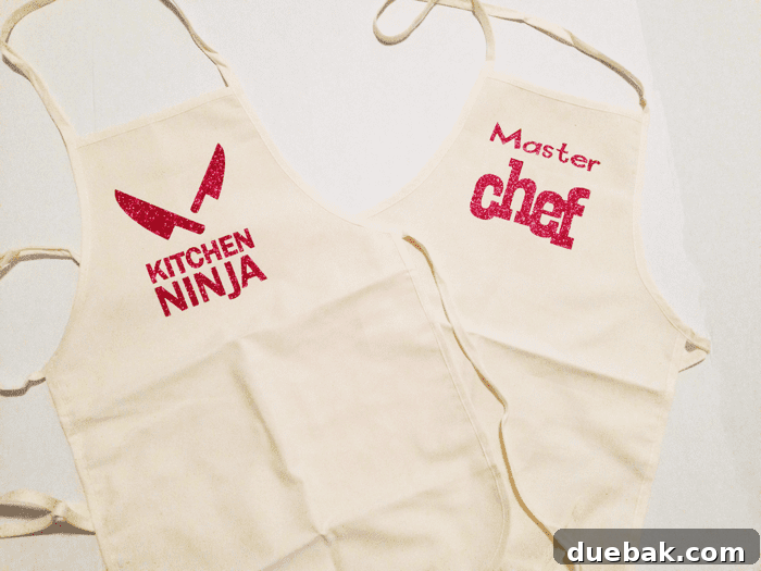 Child wearing a personalized apron and holding a wooden spoon