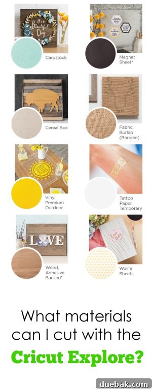 Cricut Explore Materials Pin Image for Pinterest