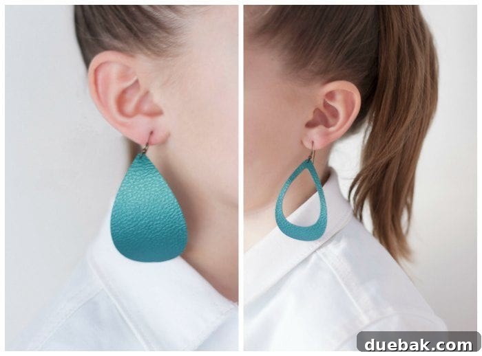 Crafting Chic Faux Leather Earrings 6 Assembled faux leather earrings with fishhook earwires