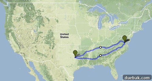 A scenic highway stretching into the distance under a blue sky, symbolizing the start of a long road trip adventure