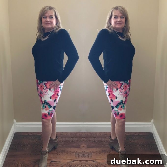 Elevate Your Wardrobe The Versatile Pencil Skirt 5 Full-length shot of a floral pencil skirt outfit, highlighting the skirt's flattering silhouette