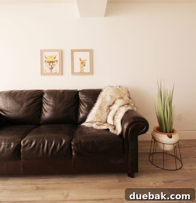 Kallax bookshelf for storage in the basement family room