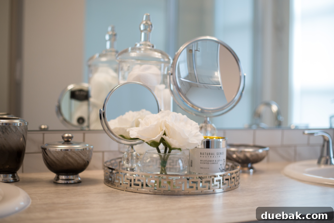 Interior view of a stylish master bathroom
