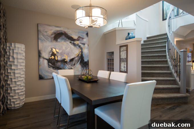 Elegant curved staircase as a central design feature