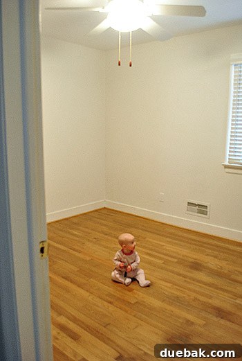 Clara's Room: The Door Closes 3 Empty bedroom on moving day in 2010, a blank canvas awaiting a family's arrival and future memories.