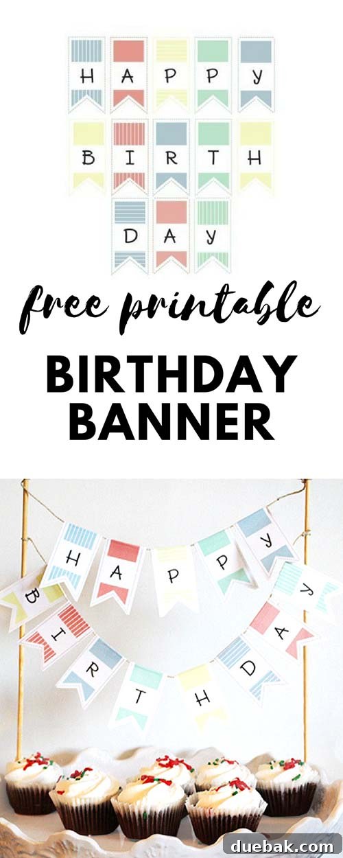 Free Printable Birthday Treat Banner for Cakes and Cupcakes 5 Easy DIY birthday cake decoration visual for Pinterest