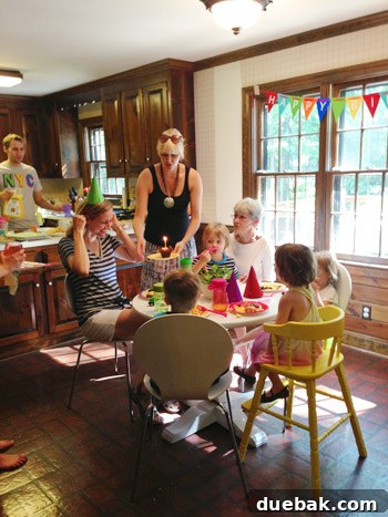 Katie's birthday breakfast setup in a beautiful kitchen