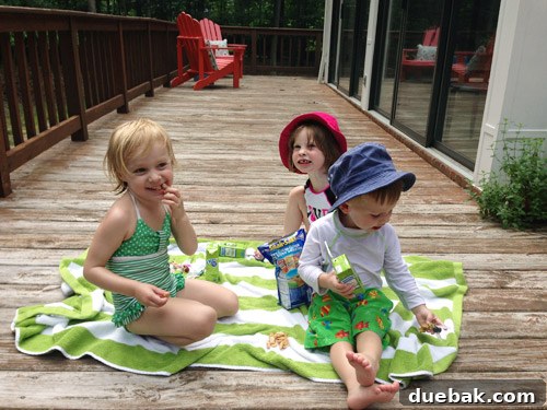 Cousins Elsa and Edison with Clara playing in the new house