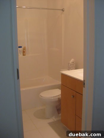 Another view of the uninspiring bathroom before its transformation