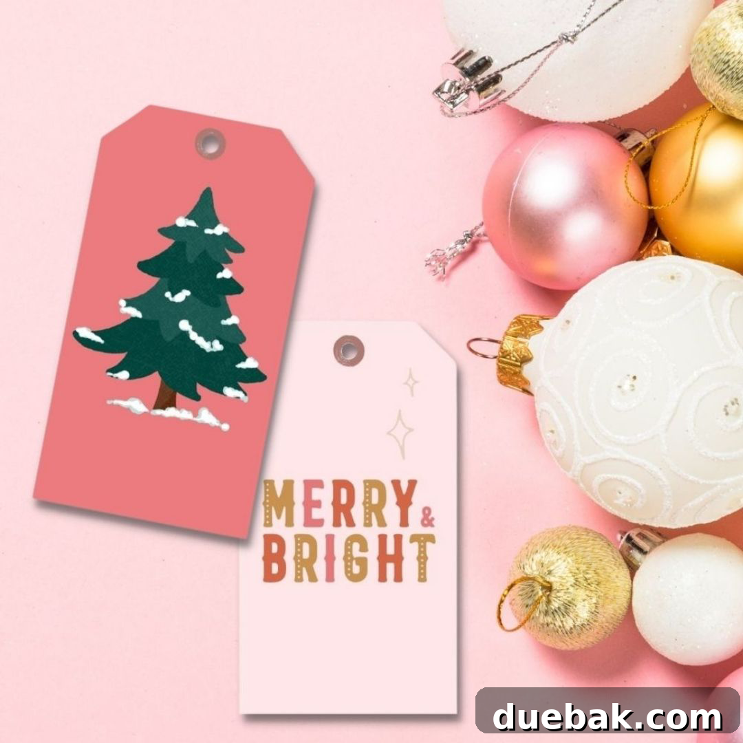 For anyone looking for a Pink Christmas will love these blush pink and terra cotta colored gift tags to add to their Christmas decor.