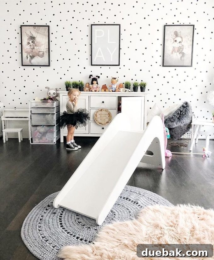 Whimsical Playroom Designs for Endless Fun 17 A thoughtfully organized and aesthetically pleasing playroom, providing a wonderful environment for children's growth and exploration with modern furniture and natural light, via valentina sienna.