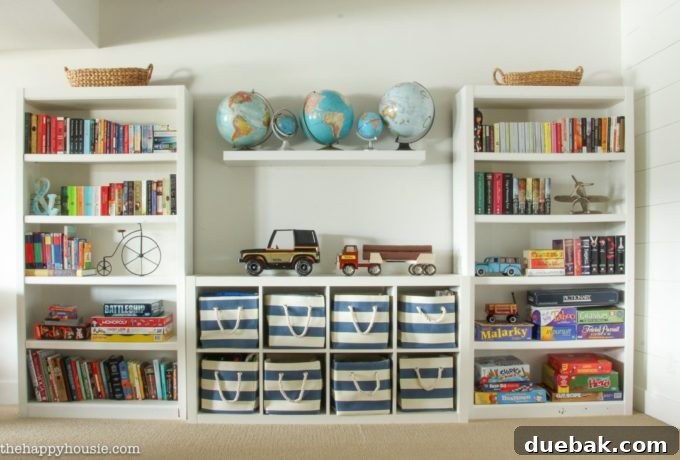 Whimsical Playroom Designs for Endless Fun 3 A bright and airy playroom featuring colorful children's art displayed on the wall, simple wooden furniture, and effective storage bins, creating an organized and cheerful space.