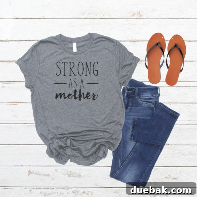 Strong As A Mother SVG design on a shirt