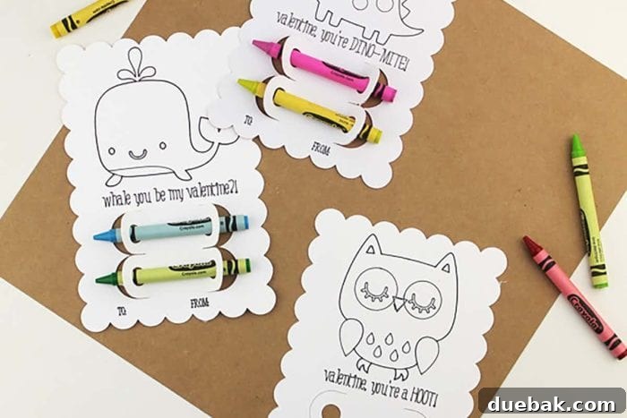 Cute Valentine coloring cards for kids