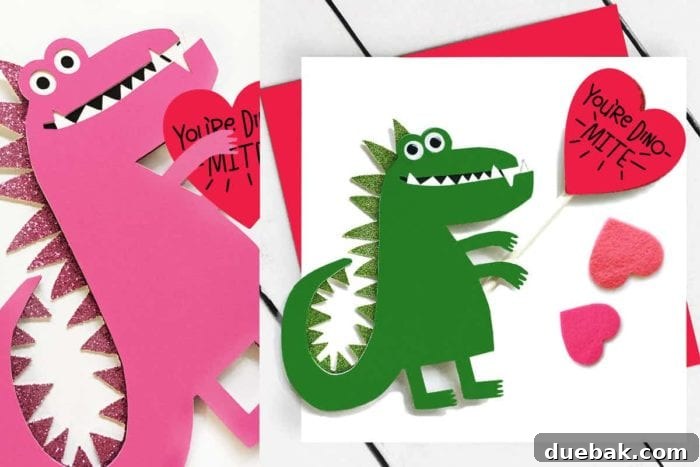 Dinosaur Valentine card for kids