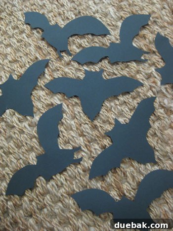 Finished black paper bat cut-outs