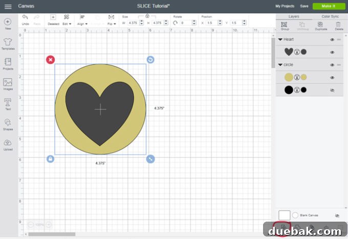 Cricut Design Space: Mastering the Slice Tool 4 The result after using the Slice Tool, showing the original shapes divided into multiple layers.
