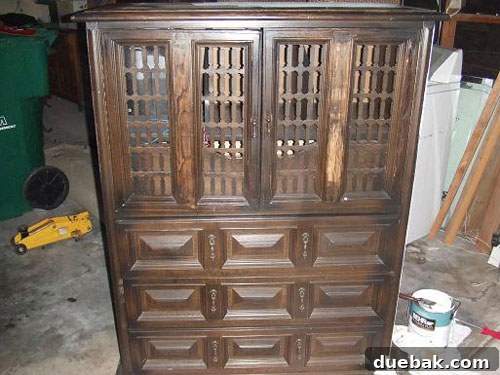Old wooden dresser before DIY makeover, bought from Craigslist for $20