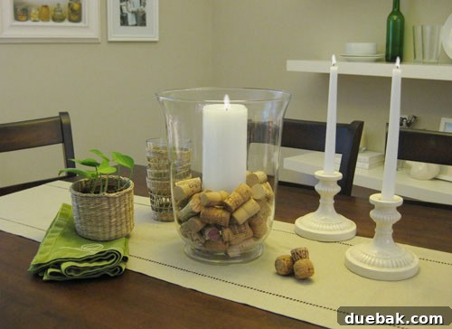 Natural corks used as vase filler and woven planters