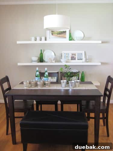 Pendant light creating a defined dining zone in an open living area