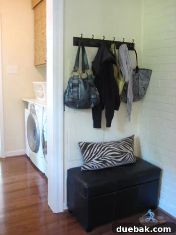 Storage ottoman used as a bench at a dining table