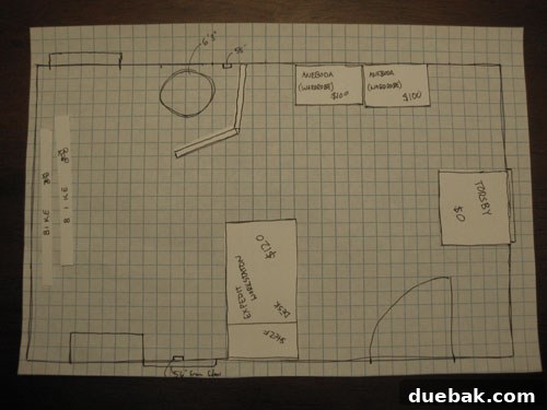 Final winning basement floor plan with selected IKEA furniture