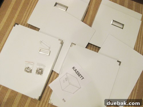 IKEA Kassett storage box components laid out for assembly