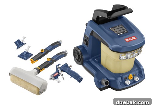 RYOBI Duet Power Paint System with attachments and paint can